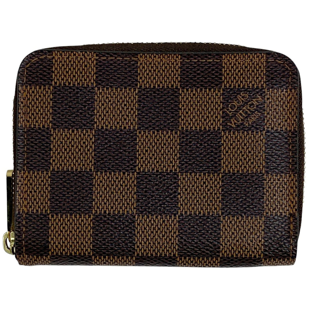 Louis Vuitton Zippy Wallet Coin Round Zipper Card Case Damier Brown